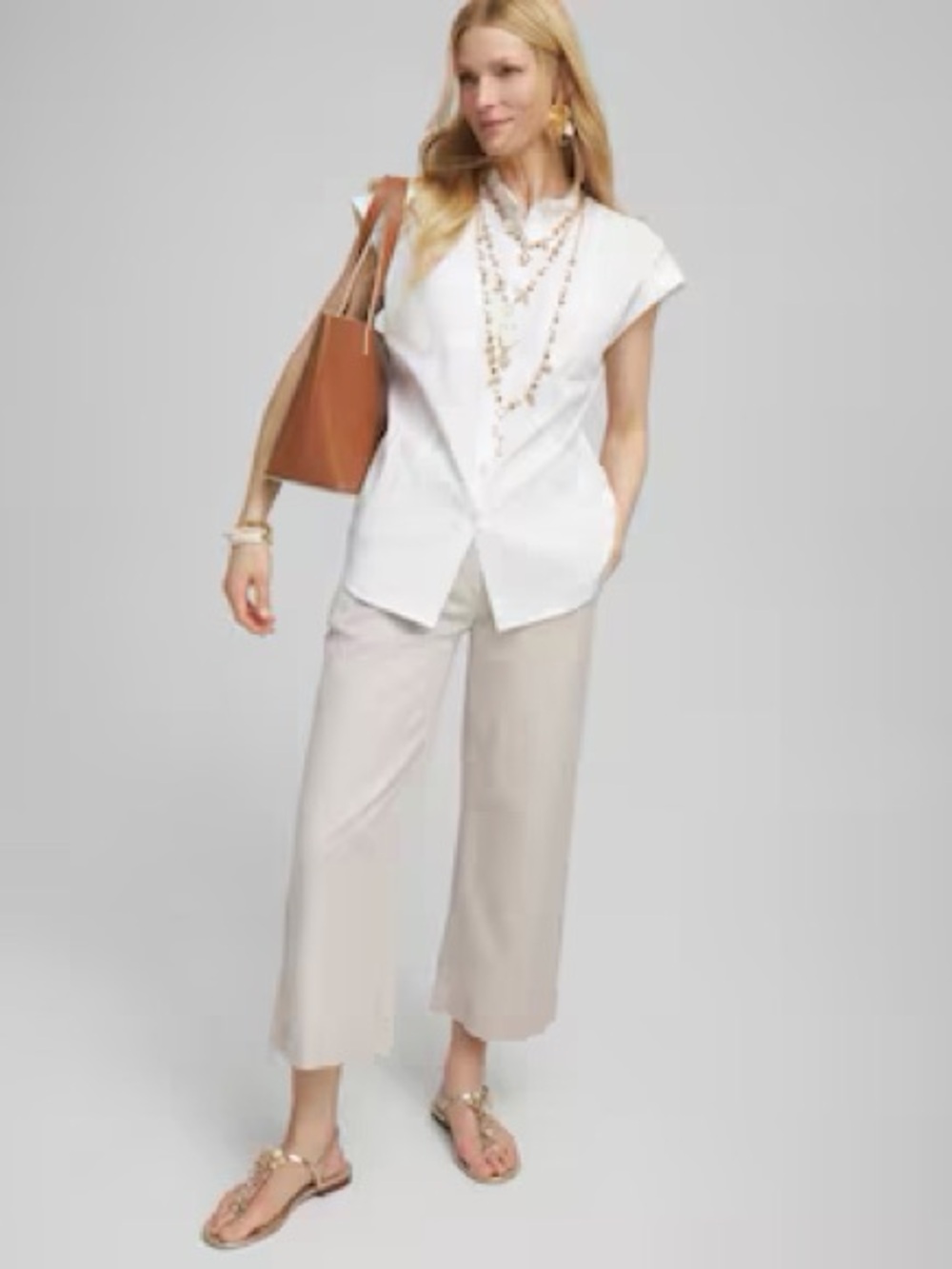 ✨ NWT Chico’s Alabaster White Linen Blend Straight Leg Crop Pants Sz 3 (US 16)